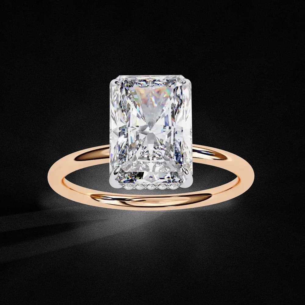 Radiant Hidden Halo Lab Grown Diamond Solitaire Ring - Image 4 Radiant Hidden Halo Lab Grown Diamond Solitaire Ring, view 4 of 14