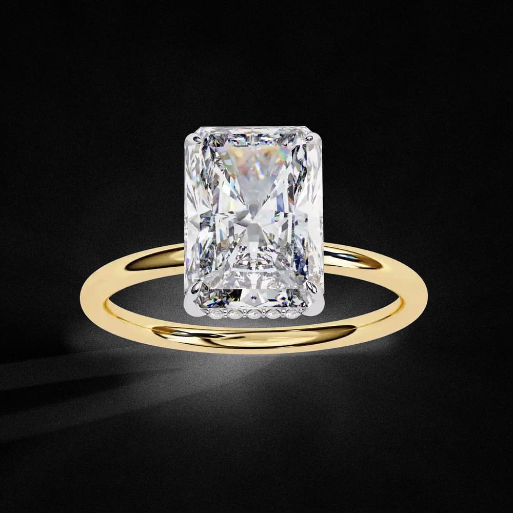 Radiant Hidden Halo Lab Grown Diamond Solitaire Ring - Image 5 Radiant Hidden Halo Lab Grown Diamond Solitaire Ring, view 5 of 14