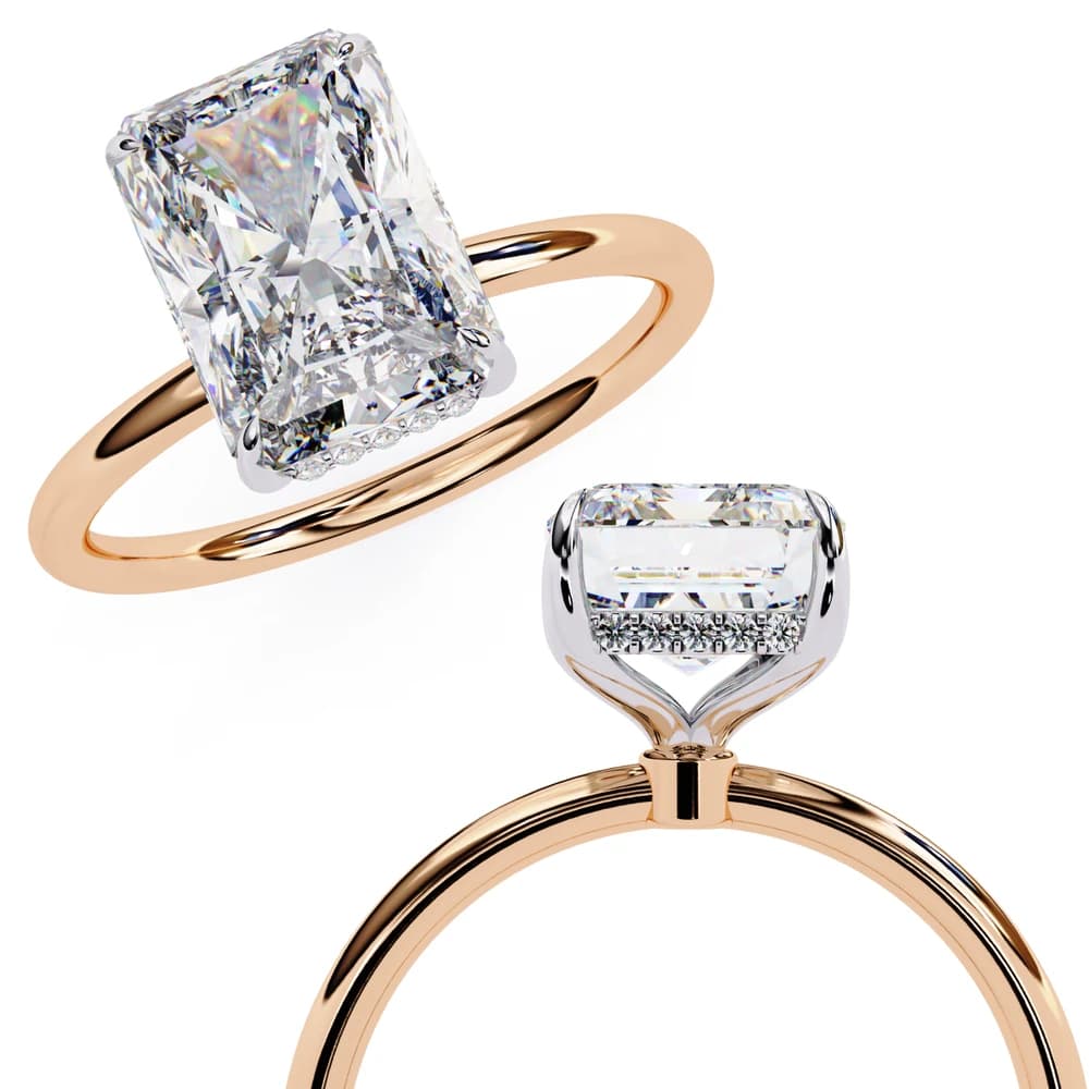 Radiant Hidden Halo Lab Grown Diamond Solitaire Ring - Image 7 Radiant Hidden Halo Lab Grown Diamond Solitaire Ring, view 7 of 14