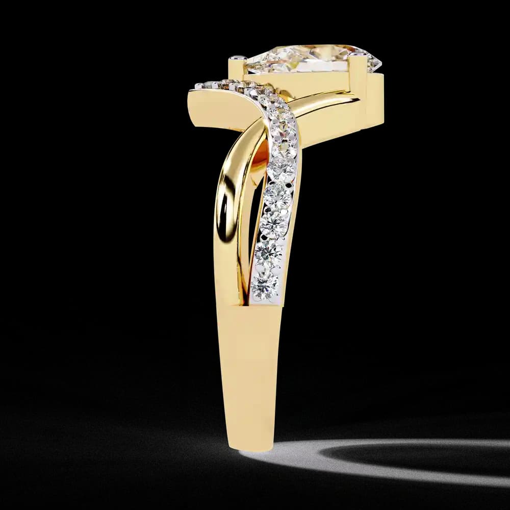 Pear-Cut Lab Grown Diamond Ring with V-Band Setting - Image 2 Pear-Cut Lab Grown Diamond Ring with V-Band Setting, view 2 of 12