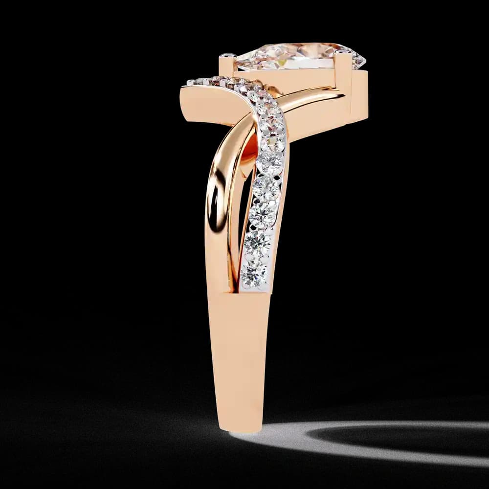 Pear-Cut Lab Grown Diamond Ring with V-Band Setting - Image 6 Pear-Cut Lab Grown Diamond Ring with V-Band Setting, view 6 of 12
