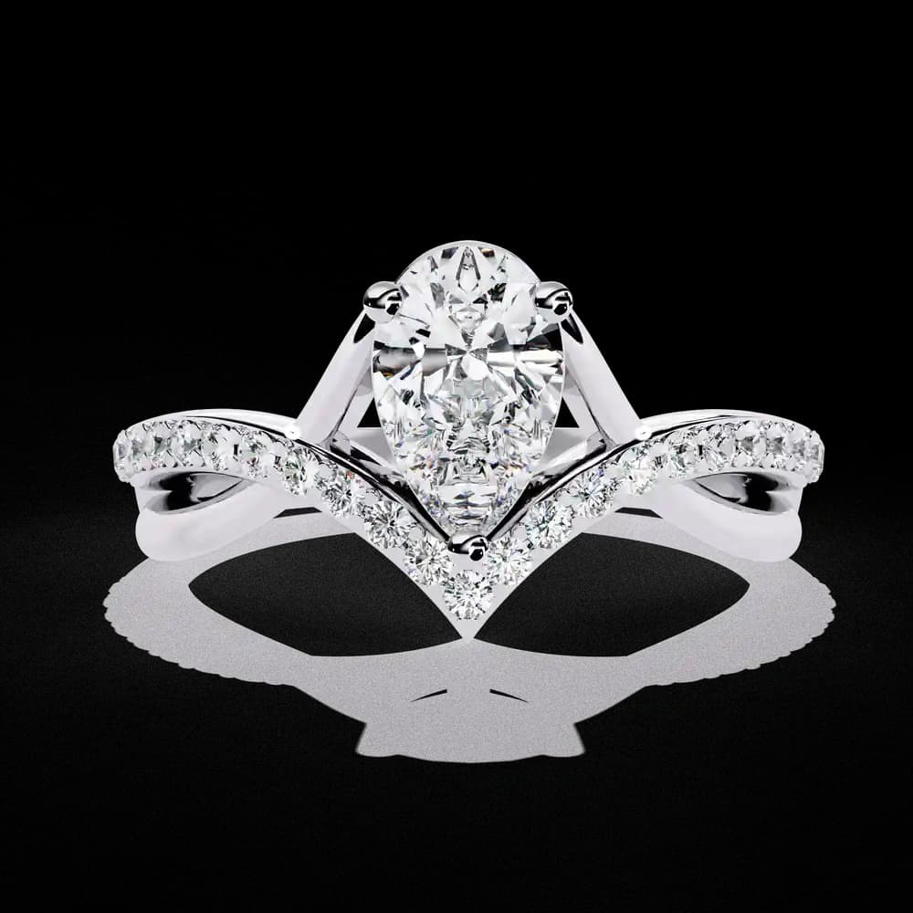 Pear-Cut Lab Grown Diamond Ring with V-Band Setting - Image 8 Pear-Cut Lab Grown Diamond Ring with V-Band Setting, view 8 of 12