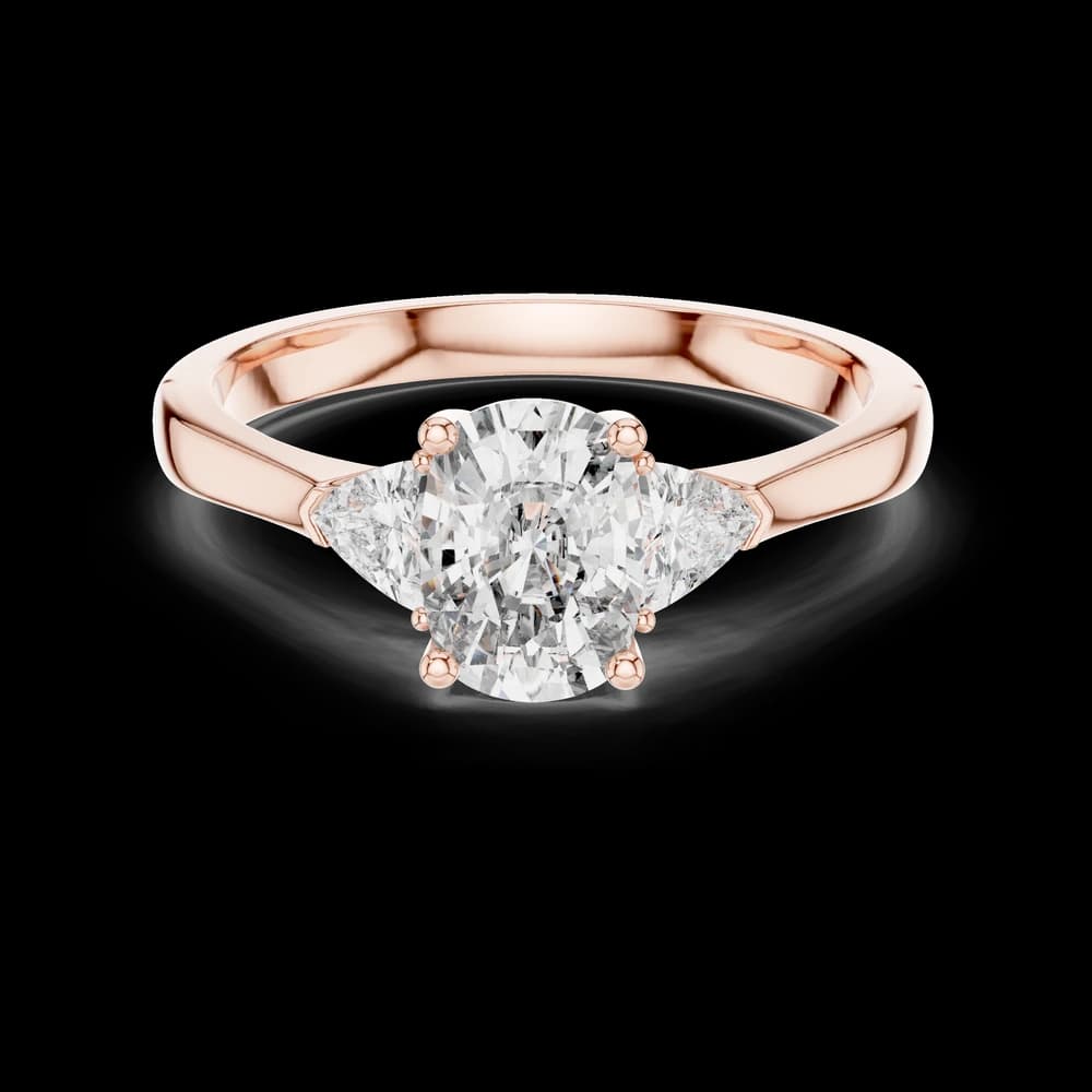 Triangle Accent Oval Lab Grown Diamond Ring - Image 1 Triangle Accent Oval Lab Grown Diamond Ring, view 1 of 6