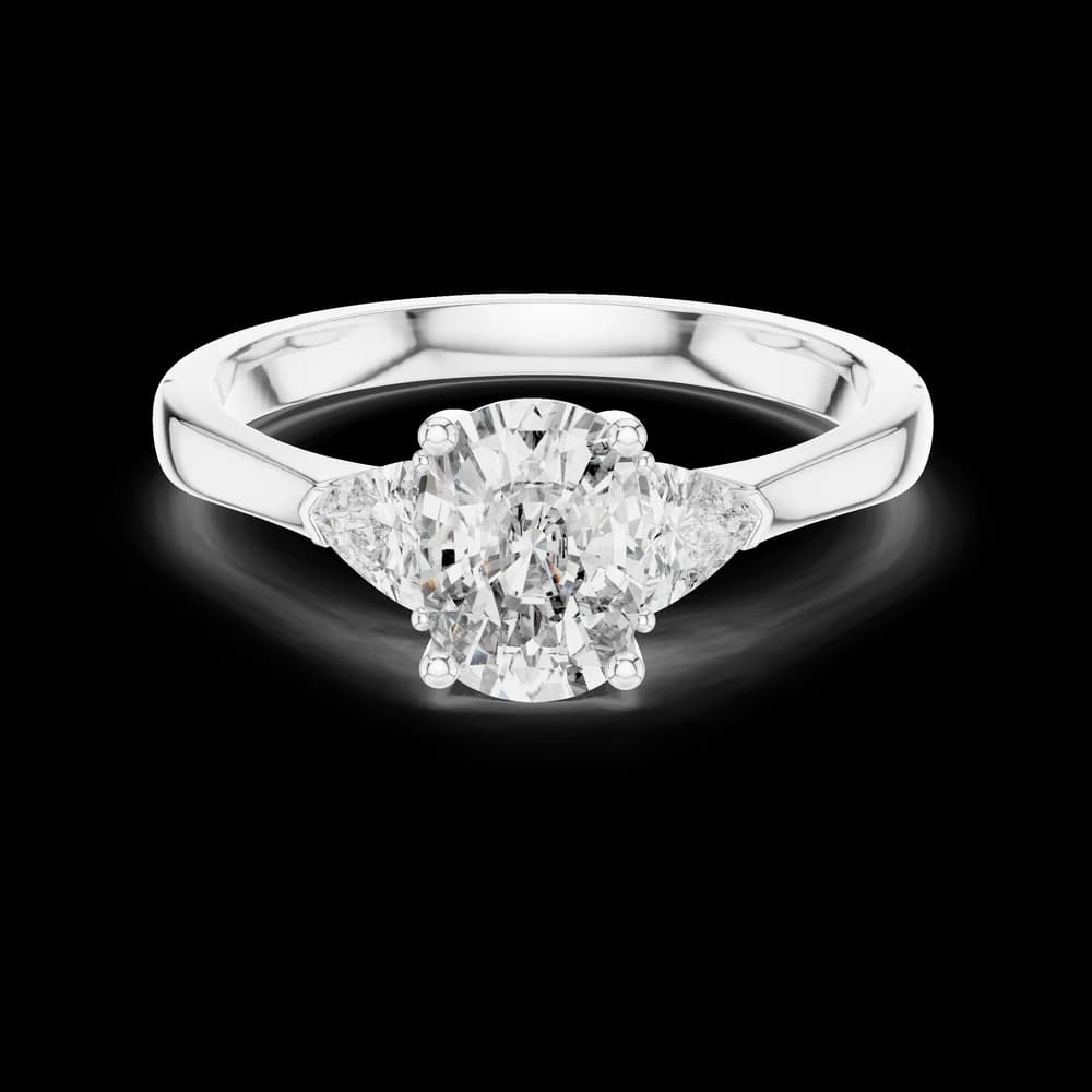 Triangle Accent Oval Lab Grown Diamond Ring - Image 2 Triangle Accent Oval Lab Grown Diamond Ring, view 2 of 6