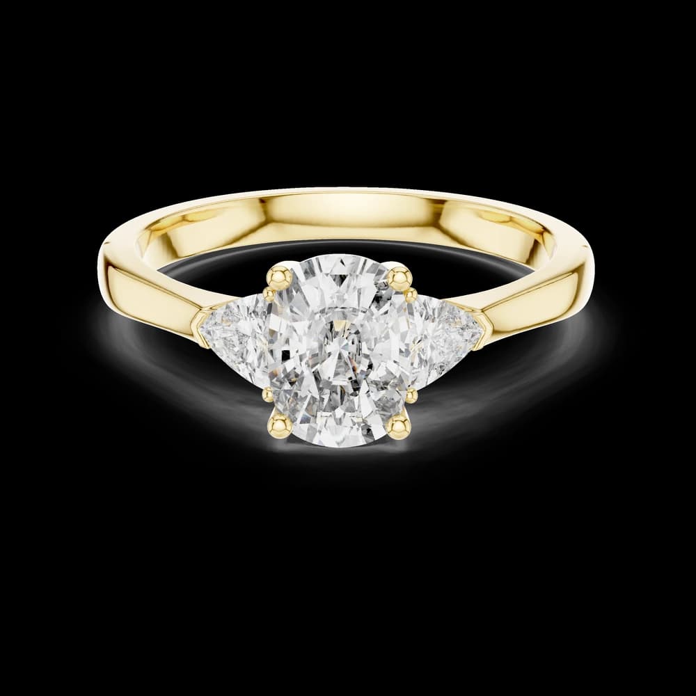 Triangle Accent Oval Lab Grown Diamond Ring - Image 3 Triangle Accent Oval Lab Grown Diamond Ring, view 3 of 6