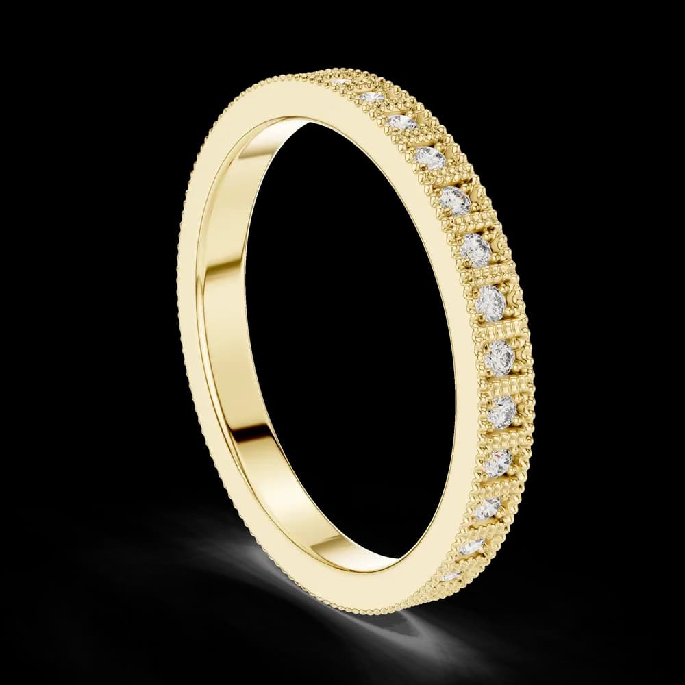 Vintage Milgrain Lab Grown Diamond Band - Image 4 Vintage Milgrain Lab Grown Diamond Band, view 4 of 6