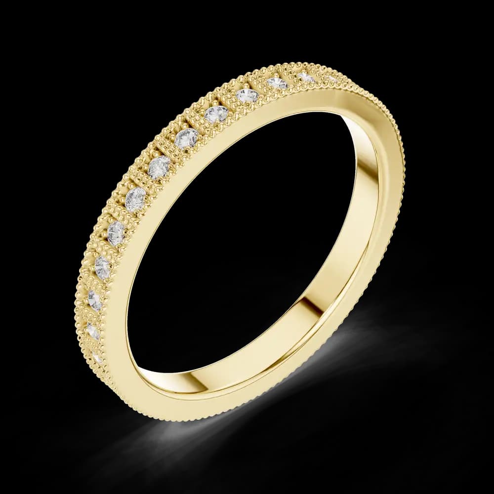 Vintage Milgrain Lab Grown Diamond Band - Image 5 Vintage Milgrain Lab Grown Diamond Band, view 5 of 6