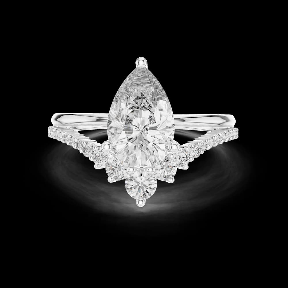 Pear Cut Accented V-Shaped Lab Grown Diamond Ring - Image 2 Pear Cut Accented V-Shaped Lab Grown Diamond Ring, view 2 of 5