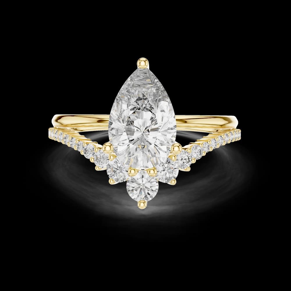 Pear Cut Accented V-Shaped Lab Grown Diamond Ring - Image 3 Pear Cut Accented V-Shaped Lab Grown Diamond Ring, view 3 of 5