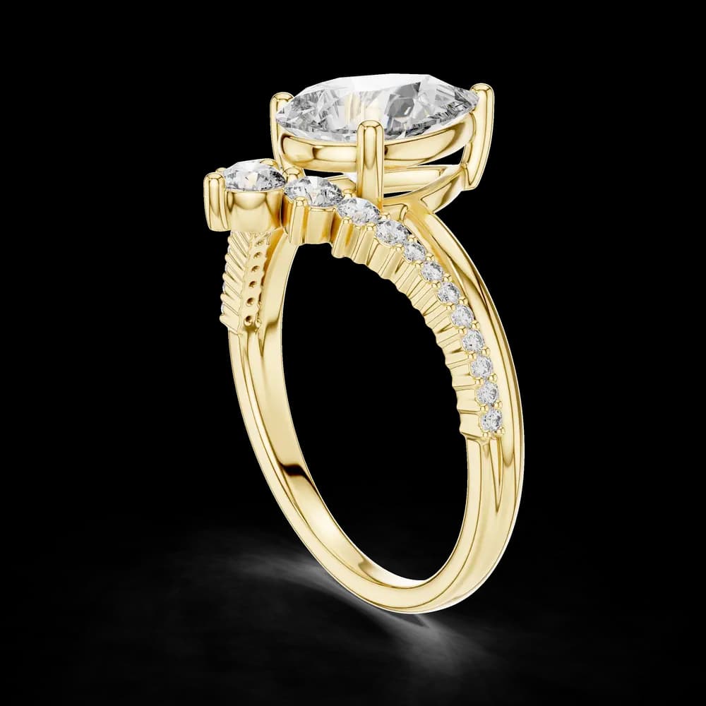Pear Cut Accented V-Shaped Lab Grown Diamond Ring - Image 4 Pear Cut Accented V-Shaped Lab Grown Diamond Ring, view 4 of 5