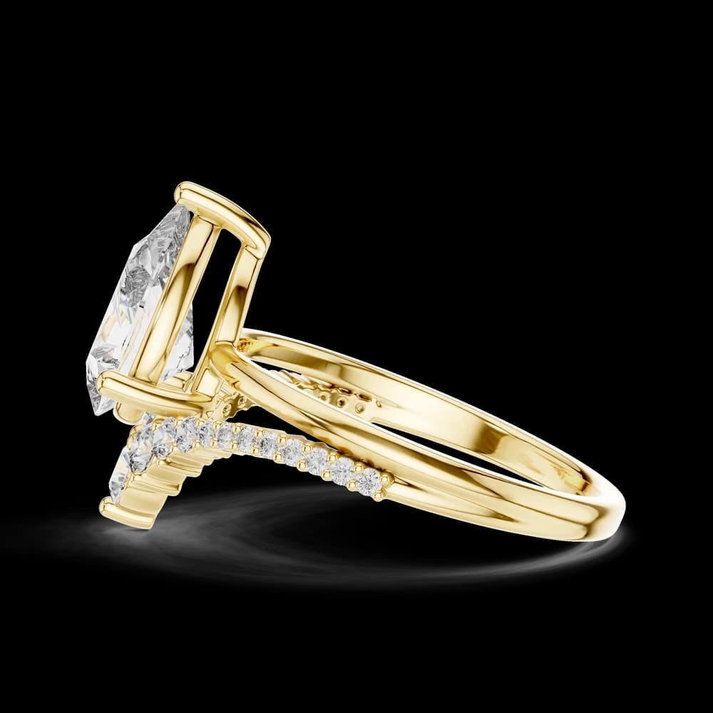 Pear Cut Accented V-Shaped Lab Grown Diamond Ring - Image 5 Pear Cut Accented V-Shaped Lab Grown Diamond Ring, view 5 of 5
