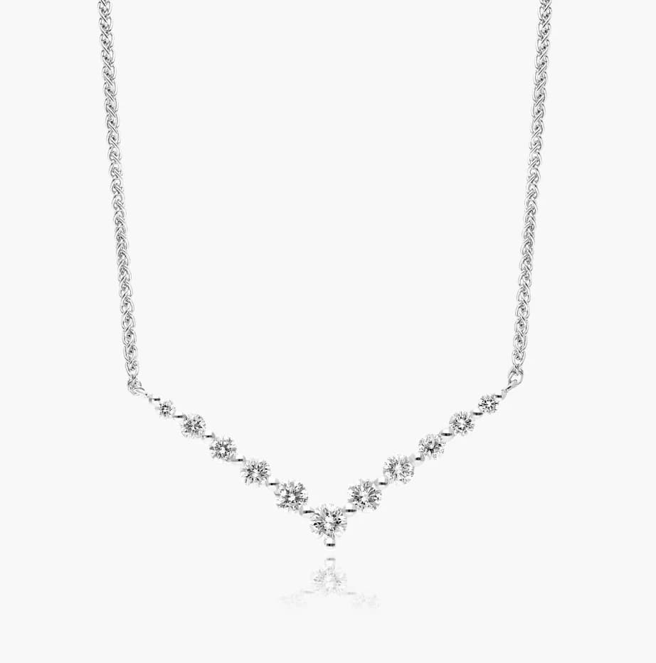 V Bar Graduated Lab Grown Diamond Necklace - Image 1 V Bar Graduated Lab Grown Diamond Necklace, view 1 of 3