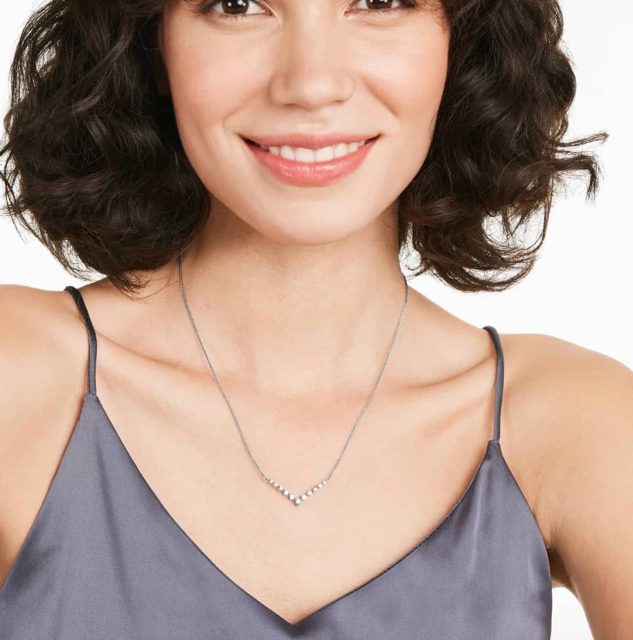 V Bar Graduated Lab Grown Diamond Necklace - Image 3 V Bar Graduated Lab Grown Diamond Necklace, view 3 of 3