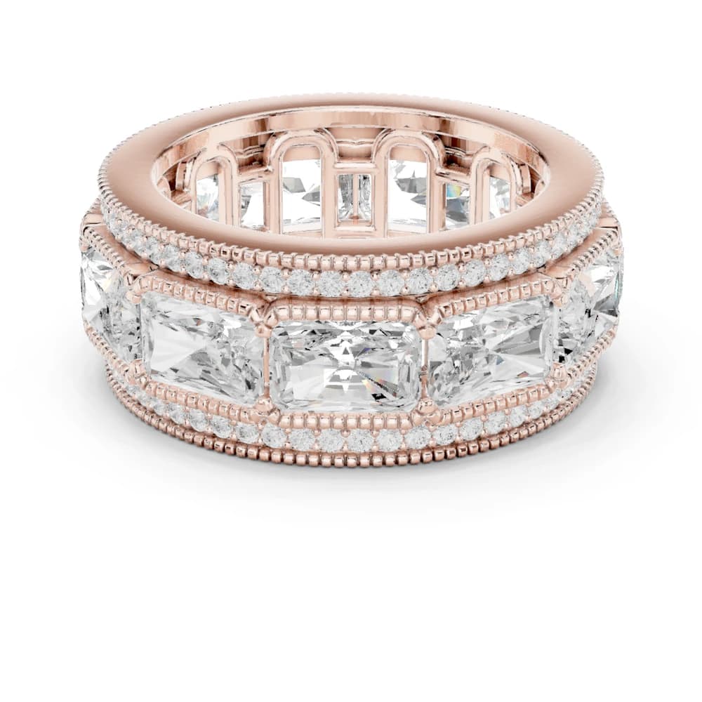 East-West Radiant Milgrain Diamond Eternity Band - Image 1 East-West Radiant Milgrain Diamond Eternity Band, view 1 of 9