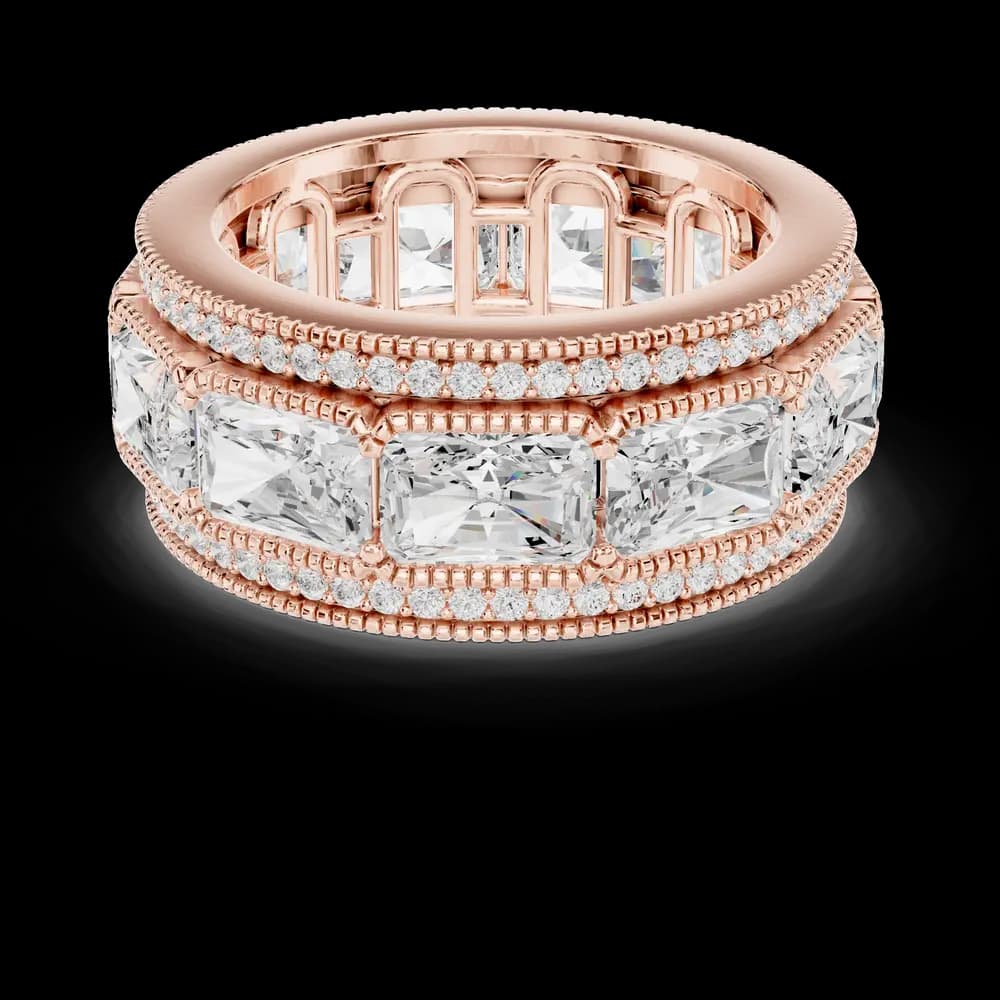East-West Radiant Milgrain Diamond Eternity Band - Image 4 East-West Radiant Milgrain Diamond Eternity Band, view 4 of 9