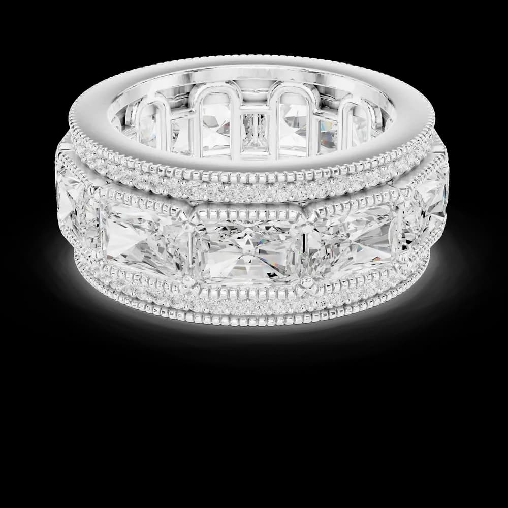 East-West Radiant Milgrain Diamond Eternity Band - Image 5 East-West Radiant Milgrain Diamond Eternity Band, view 5 of 9