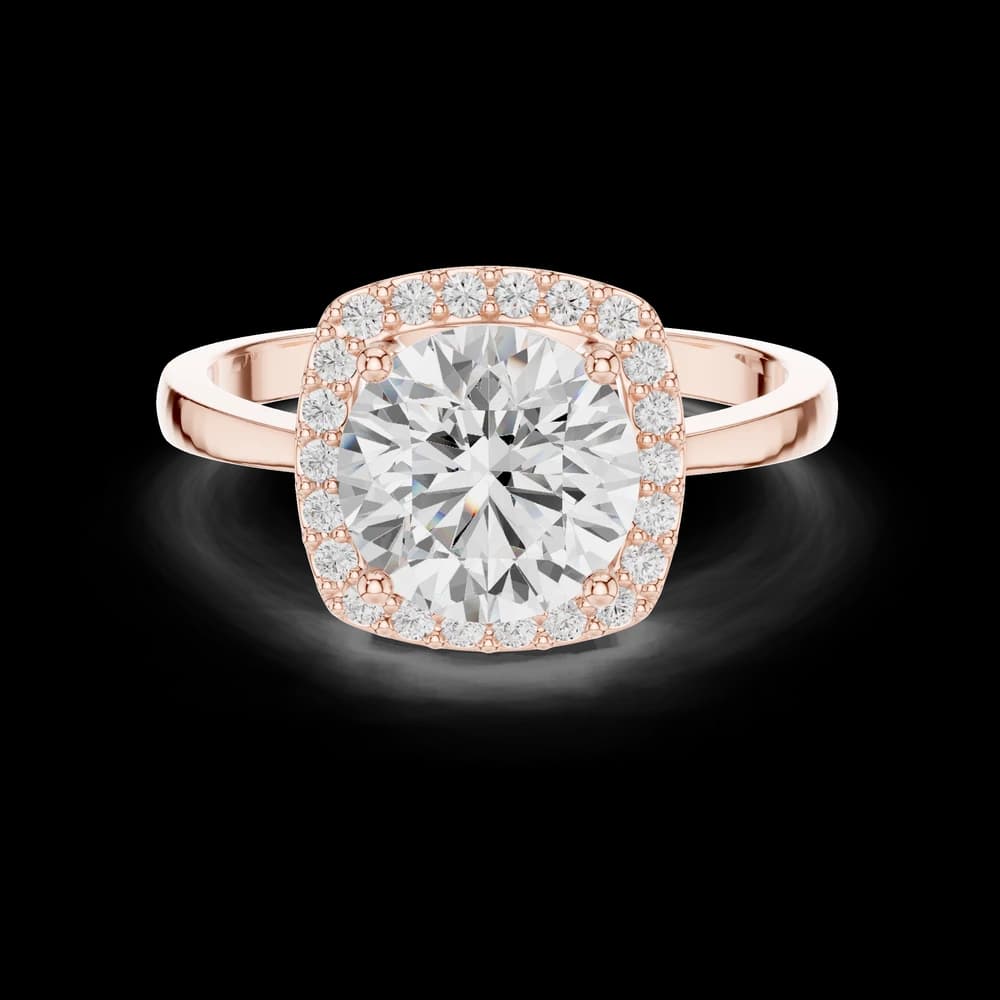 Cushion Halo Round Lab Grown Diamond Ring - Image 1 Cushion Halo Round Lab Grown Diamond Ring, view 1 of 6