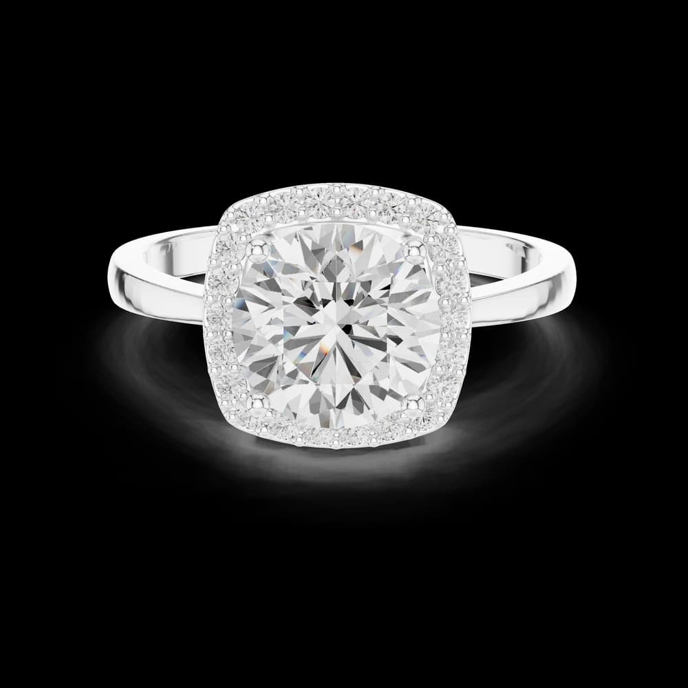 Cushion Halo Round Lab Grown Diamond Ring - Image 2 Cushion Halo Round Lab Grown Diamond Ring, view 2 of 6