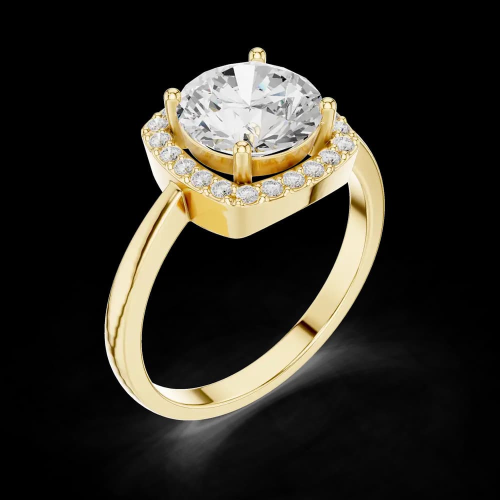 Cushion Halo Round Lab Grown Diamond Ring - Image 5 Cushion Halo Round Lab Grown Diamond Ring, view 5 of 6