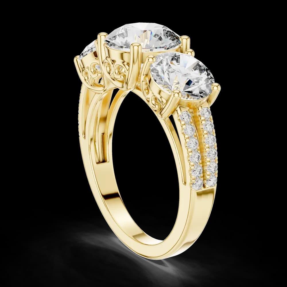 Round Trio Setting Lab Grown Diamond Ring - Image 4 Round Trio Setting Lab Grown Diamond Ring, view 4 of 6