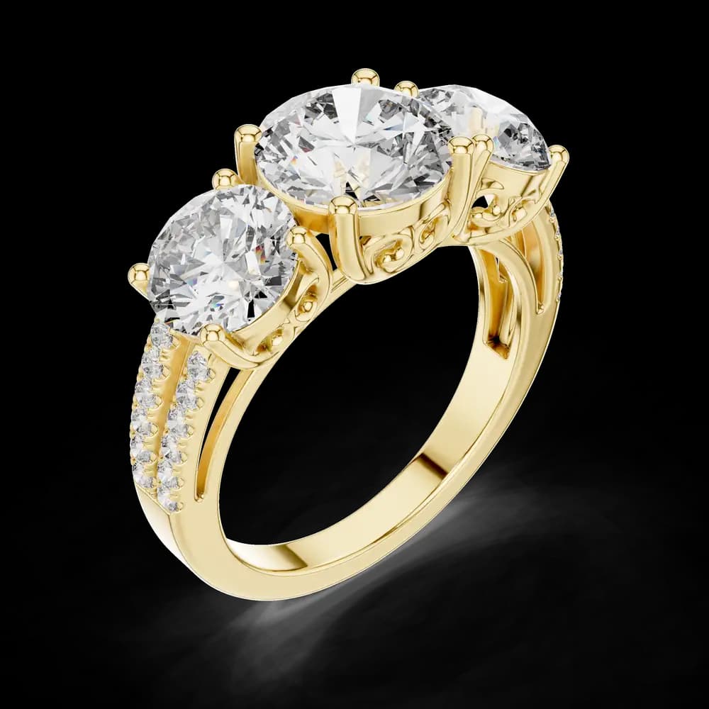 Round Trio Setting Lab Grown Diamond Ring - Image 5 Round Trio Setting Lab Grown Diamond Ring, view 5 of 6