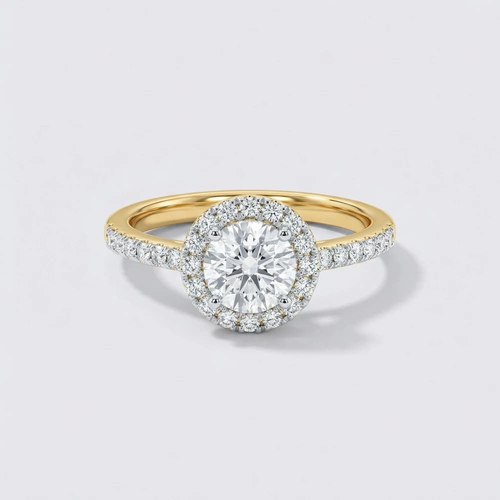 Classic Pave Round Halo Lab Grown Diamond Ring - Image 1 Classic Pave Round Halo Lab Grown Diamond Ring, view 1 of 1