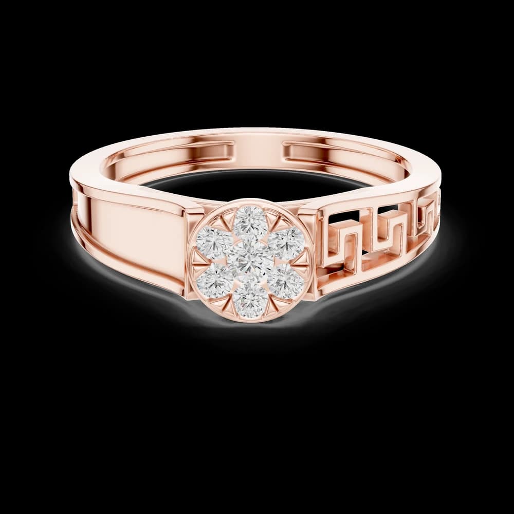 Greek Key Floral Cluster Lab Grown Diamond Ring - Image 1 Greek Key Floral Cluster Lab Grown Diamond Ring, view 1 of 6
