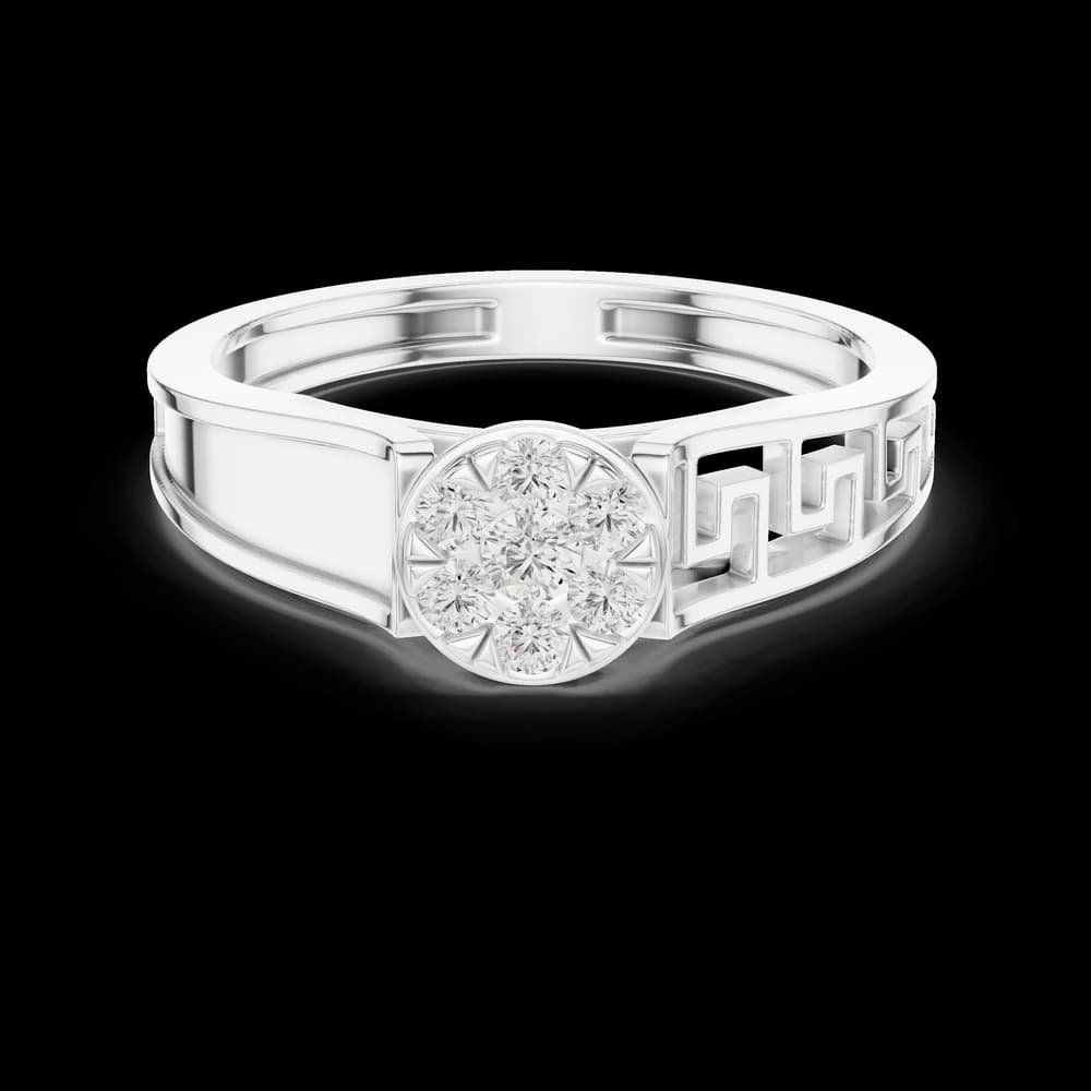 Greek Key Floral Cluster Lab Grown Diamond Ring - Image 2 Greek Key Floral Cluster Lab Grown Diamond Ring, view 2 of 6