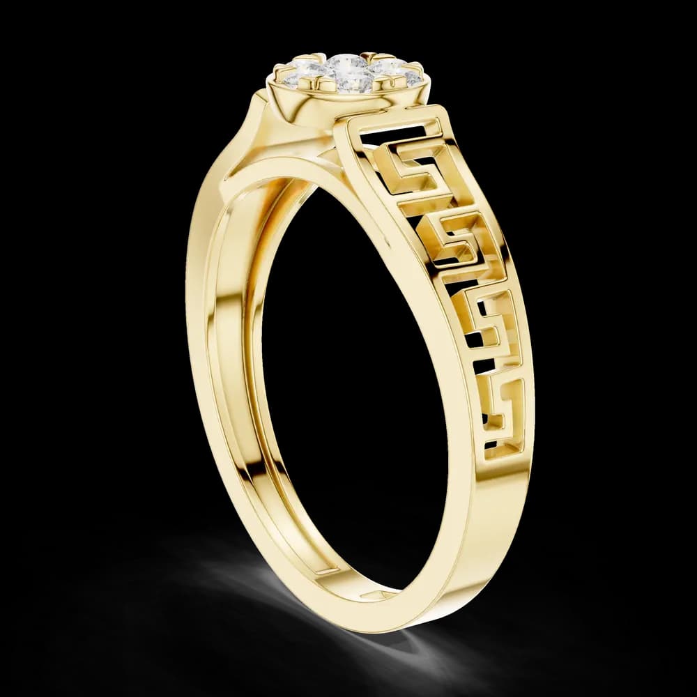 Greek Key Floral Cluster Lab Grown Diamond Ring - Image 4 Greek Key Floral Cluster Lab Grown Diamond Ring, view 4 of 6