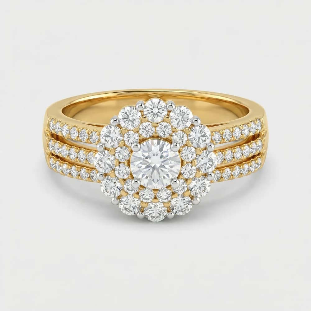 Round Cluster Multi Row Lab Grown Diamond Ring - Image 1 Round Cluster Multi Row Lab Grown Diamond Ring, view 1 of 2