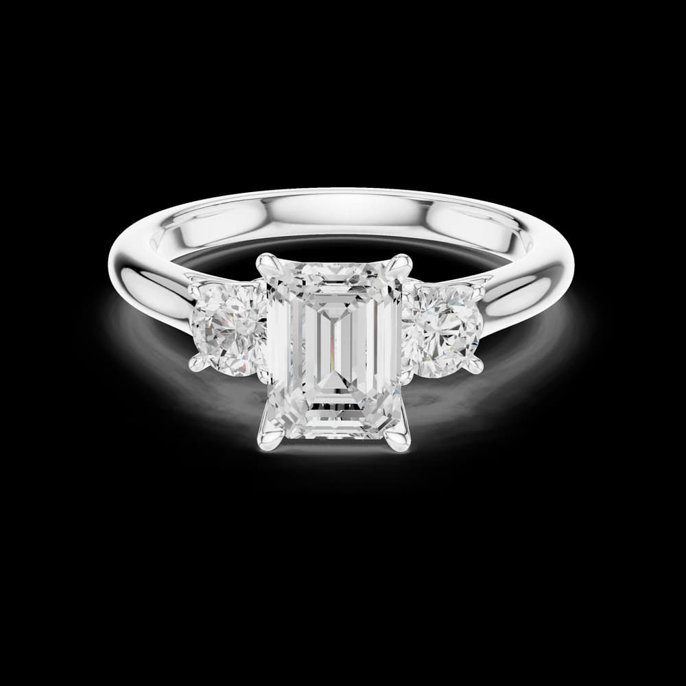 Classic Trio Emerald Cut Lab Grown Diamond Ring - Image 2 Classic Trio Emerald Cut Lab Grown Diamond Ring, view 2 of 6
