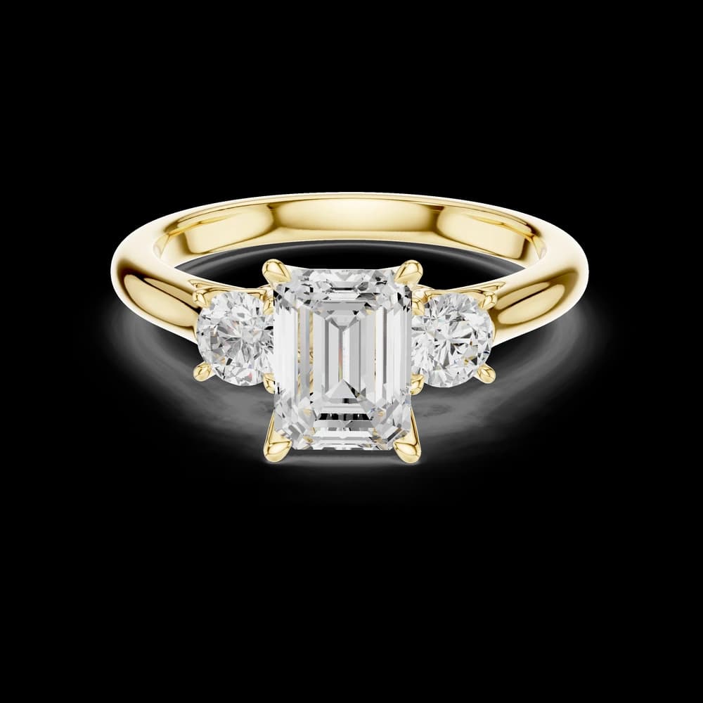 Classic Trio Emerald Cut Lab Grown Diamond Ring - Image 3 Classic Trio Emerald Cut Lab Grown Diamond Ring, view 3 of 6