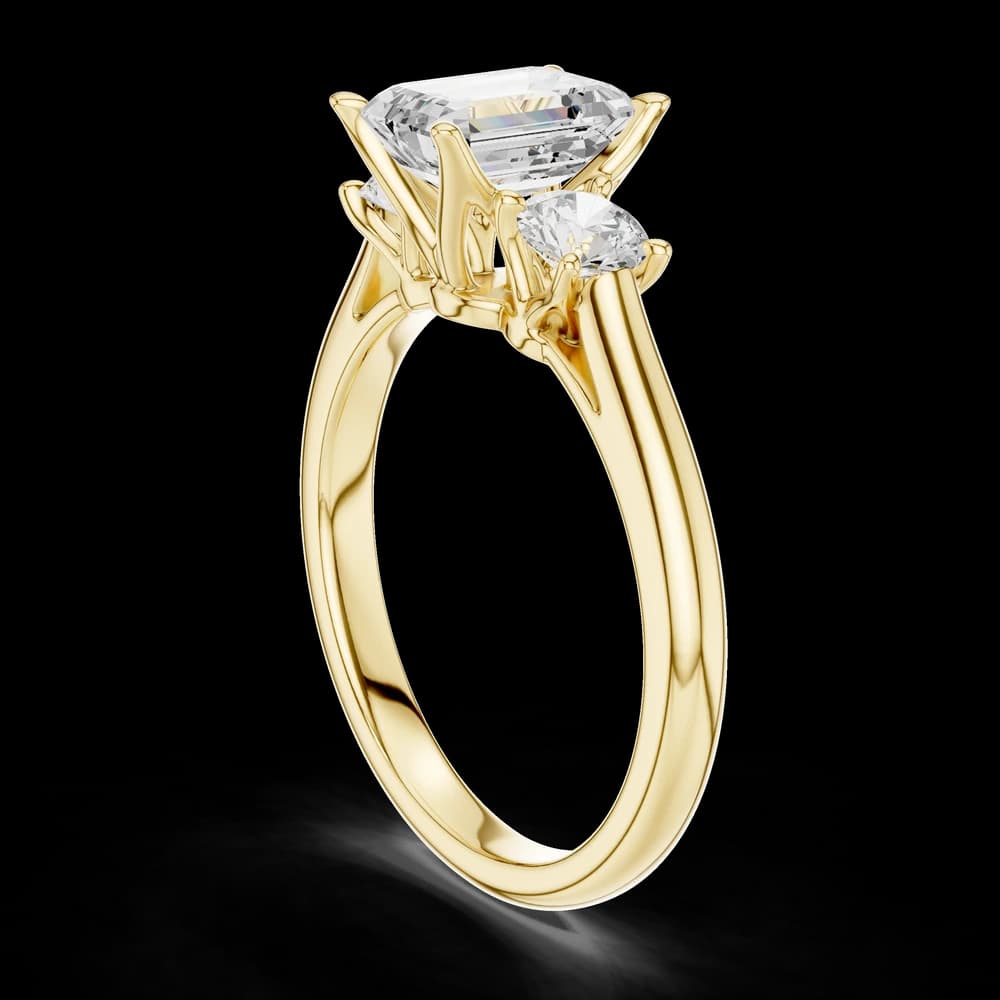 Classic Trio Emerald Cut Lab Grown Diamond Ring - Image 4 Classic Trio Emerald Cut Lab Grown Diamond Ring, view 4 of 6