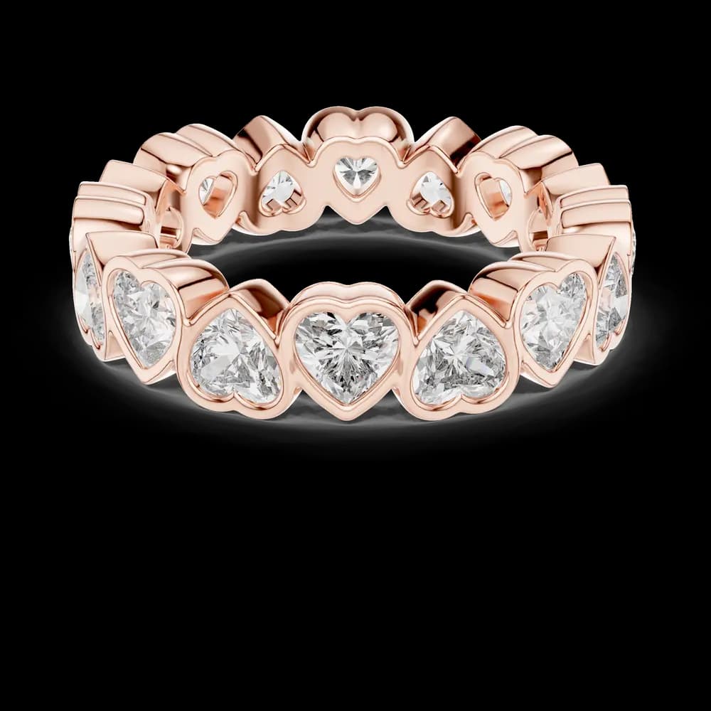 Alternating Heart Bezel Lab Grown Diamond Eternity Band - Image 1 Alternating Heart Bezel Lab Grown Diamond Eternity Band, view 1 of 7
