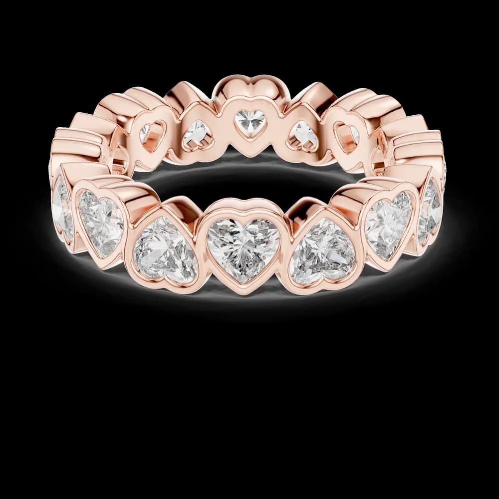 Alternating Heart Bezel Lab Grown Diamond Eternity Band - Image 2 Alternating Heart Bezel Lab Grown Diamond Eternity Band, view 2 of 7