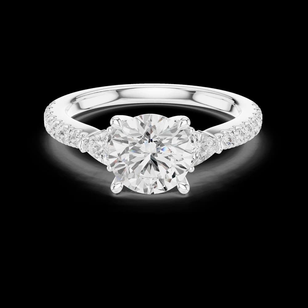 Round Brilliant Pear Accent Diamond Ring - Image 2 Round Brilliant Pear Accent Diamond Ring, view 2 of 6