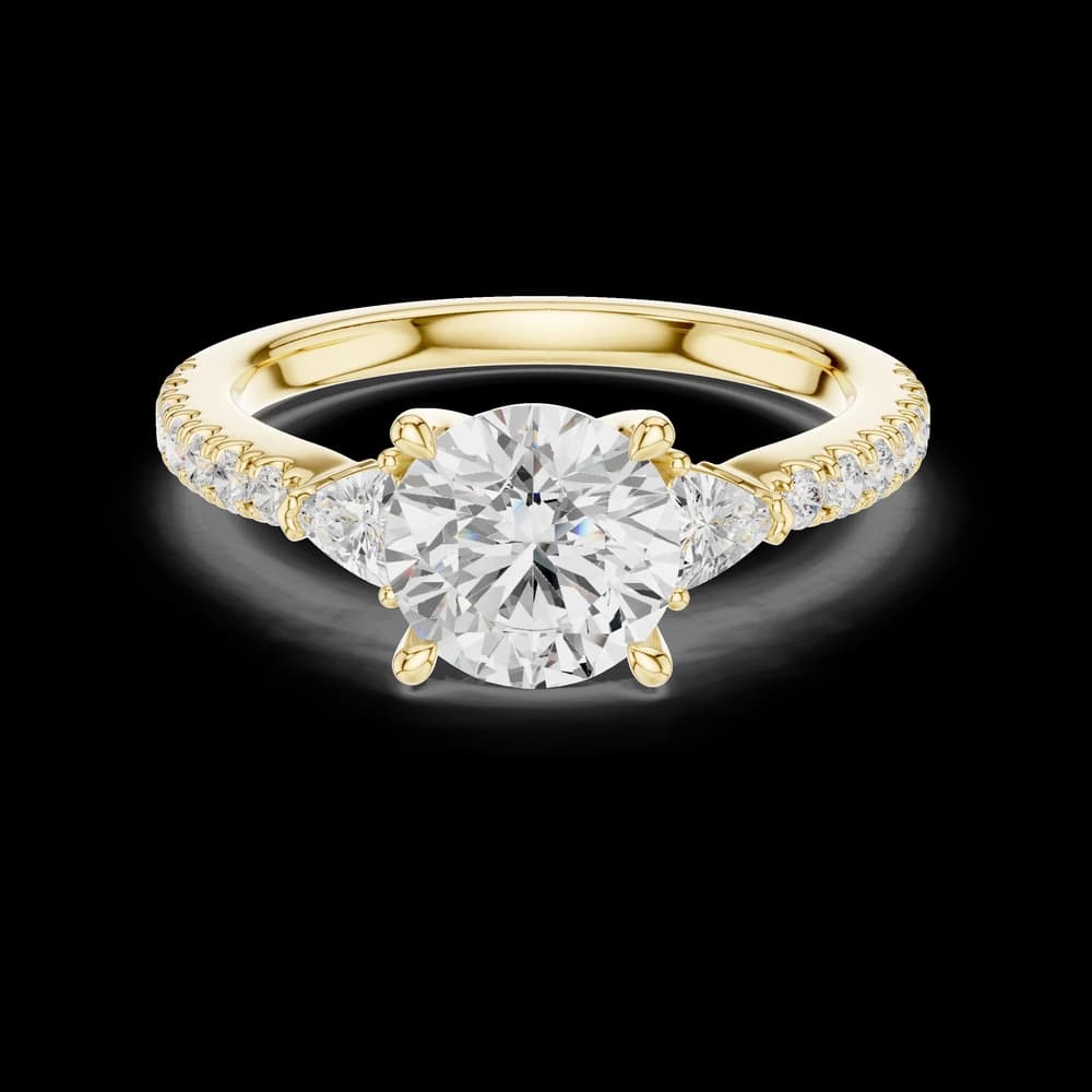 Round Brilliant Pear Accent Diamond Ring - Image 3 Round Brilliant Pear Accent Diamond Ring, view 3 of 6
