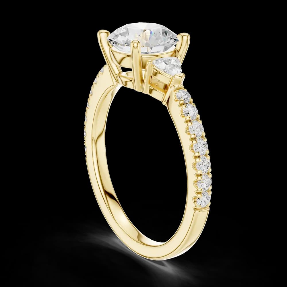 Round Brilliant Pear Accent Diamond Ring - Image 4 Round Brilliant Pear Accent Diamond Ring, view 4 of 6