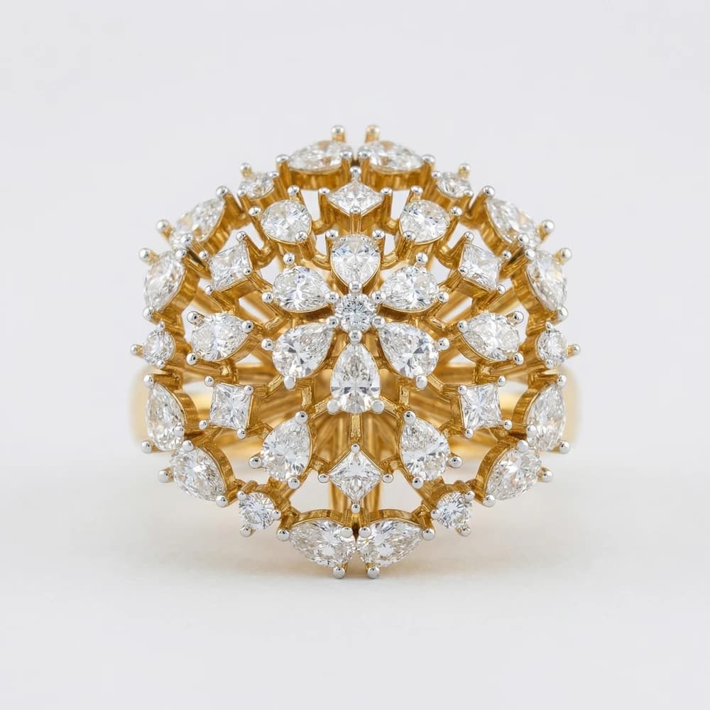 Snowflake Cluster Statement Lab Grown Diamond Ring - Image 1 Snowflake Cluster Statement Lab Grown Diamond Ring, view 1 of 3