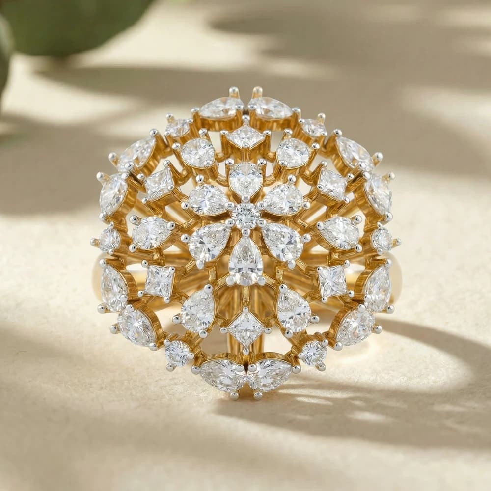 Snowflake Cluster Statement Lab Grown Diamond Ring - Image 2 Snowflake Cluster Statement Lab Grown Diamond Ring, view 2 of 3
