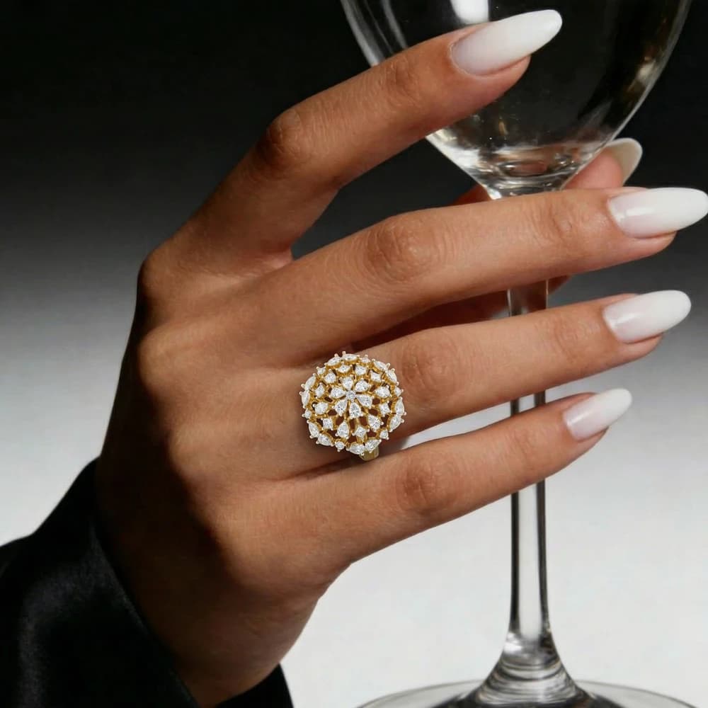 Snowflake Cluster Statement Lab Grown Diamond Ring - Image 3 Snowflake Cluster Statement Lab Grown Diamond Ring, view 3 of 3