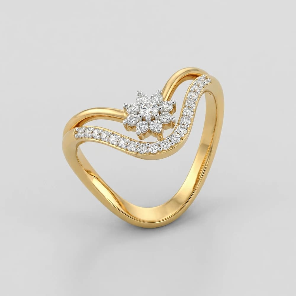 Curved Floral Cluster Wave Lab Grown Diamond Ring - Image 1 Curved Floral Cluster Wave Lab Grown Diamond Ring, view 1 of 3