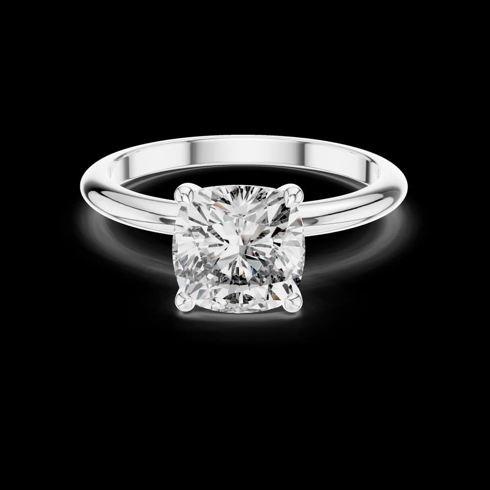 Cushion Cut Lab Grown Diamond Solitaire Ring - Image 2 Cushion Cut Lab Grown Diamond Solitaire Ring, view 2 of 6