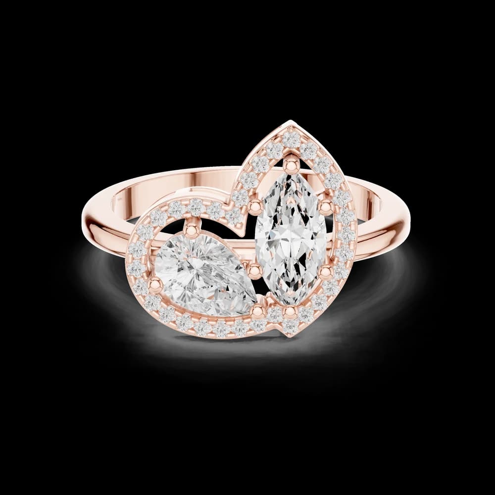 Marquise Pear Dual Cut Halo Diamond Ring - Image 1 Marquise Pear Dual Cut Halo Diamond Ring, view 1 of 6