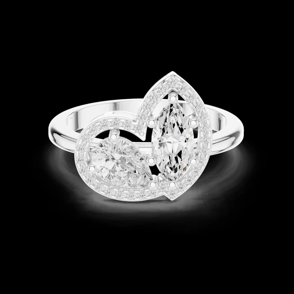 Marquise Pear Dual Cut Halo Diamond Ring - Image 2 Marquise Pear Dual Cut Halo Diamond Ring, view 2 of 6