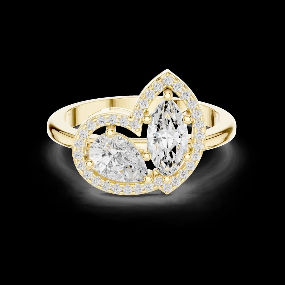 Marquise Pear Dual Cut Halo Diamond Ring - Image 3 Marquise Pear Dual Cut Halo Diamond Ring, view 3 of 6