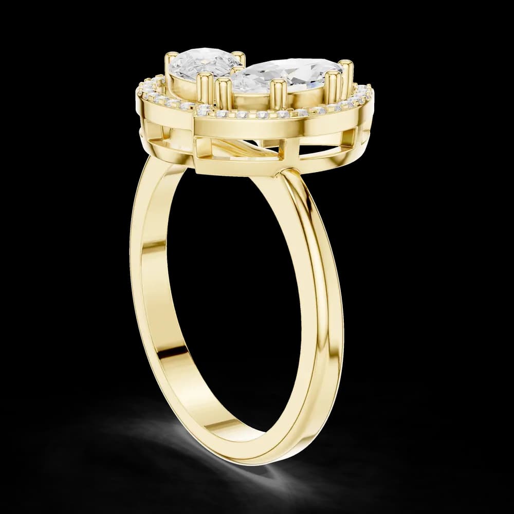 Marquise Pear Dual Cut Halo Diamond Ring - Image 4 Marquise Pear Dual Cut Halo Diamond Ring, view 4 of 6