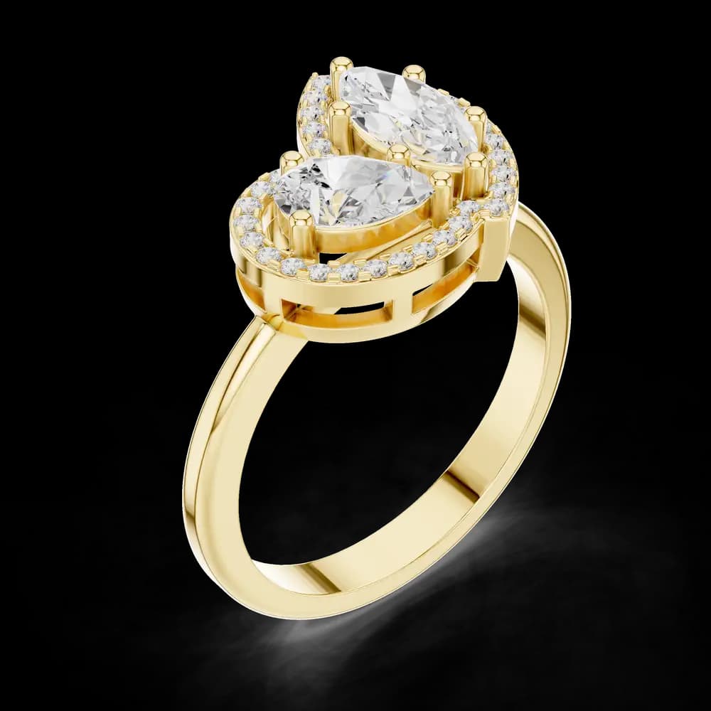Marquise Pear Dual Cut Halo Diamond Ring - Image 5 Marquise Pear Dual Cut Halo Diamond Ring, view 5 of 6