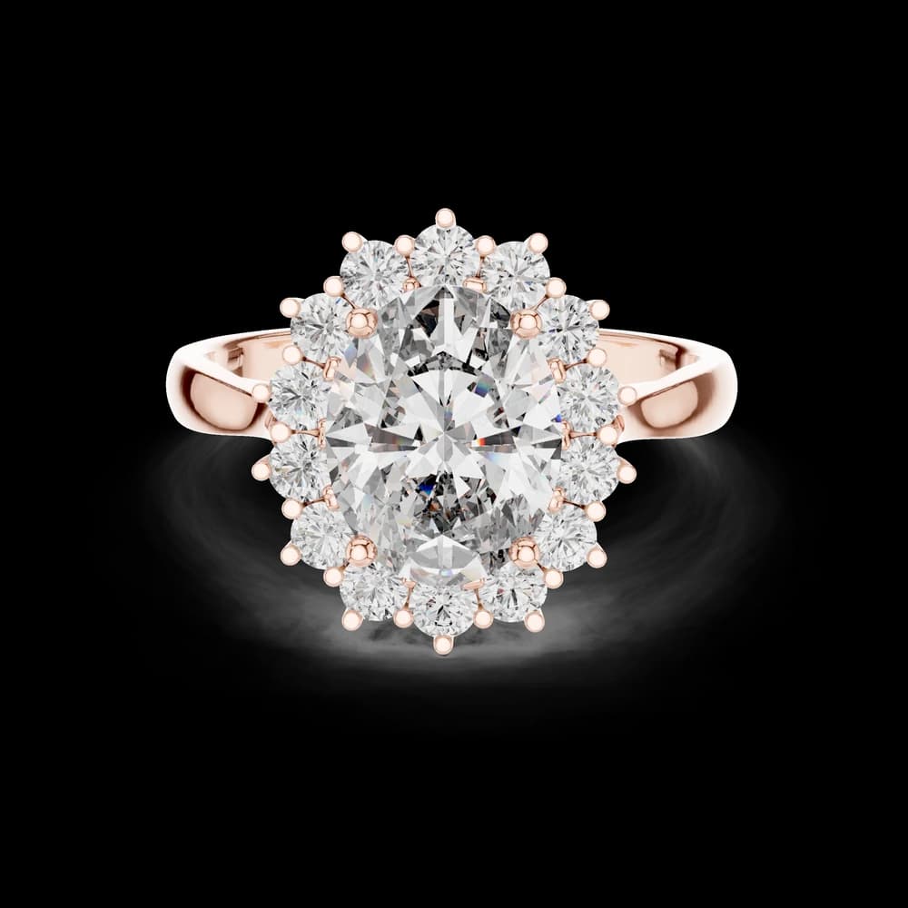 Oval Shape Halo Lab Grown Diamond Ring - Image 1 Oval Shape Halo Lab Grown Diamond Ring, view 1 of 6