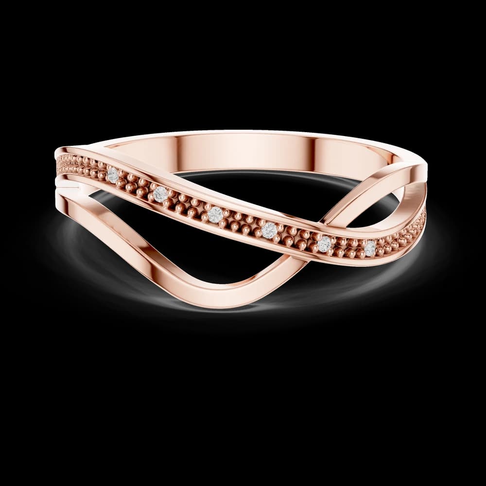 Beaded Crossover Wave Lab Grown Diamond Ring - Image 1 Beaded Crossover Wave Lab Grown Diamond Ring, view 1 of 6